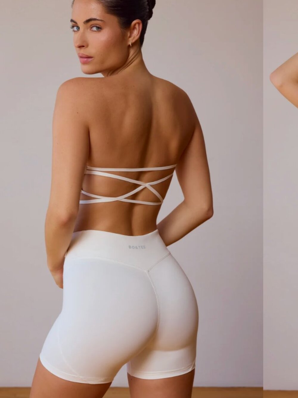 Bo + Tee Cross-Back Bandeau Bra in Pink Strapless Sports Bra Size Large